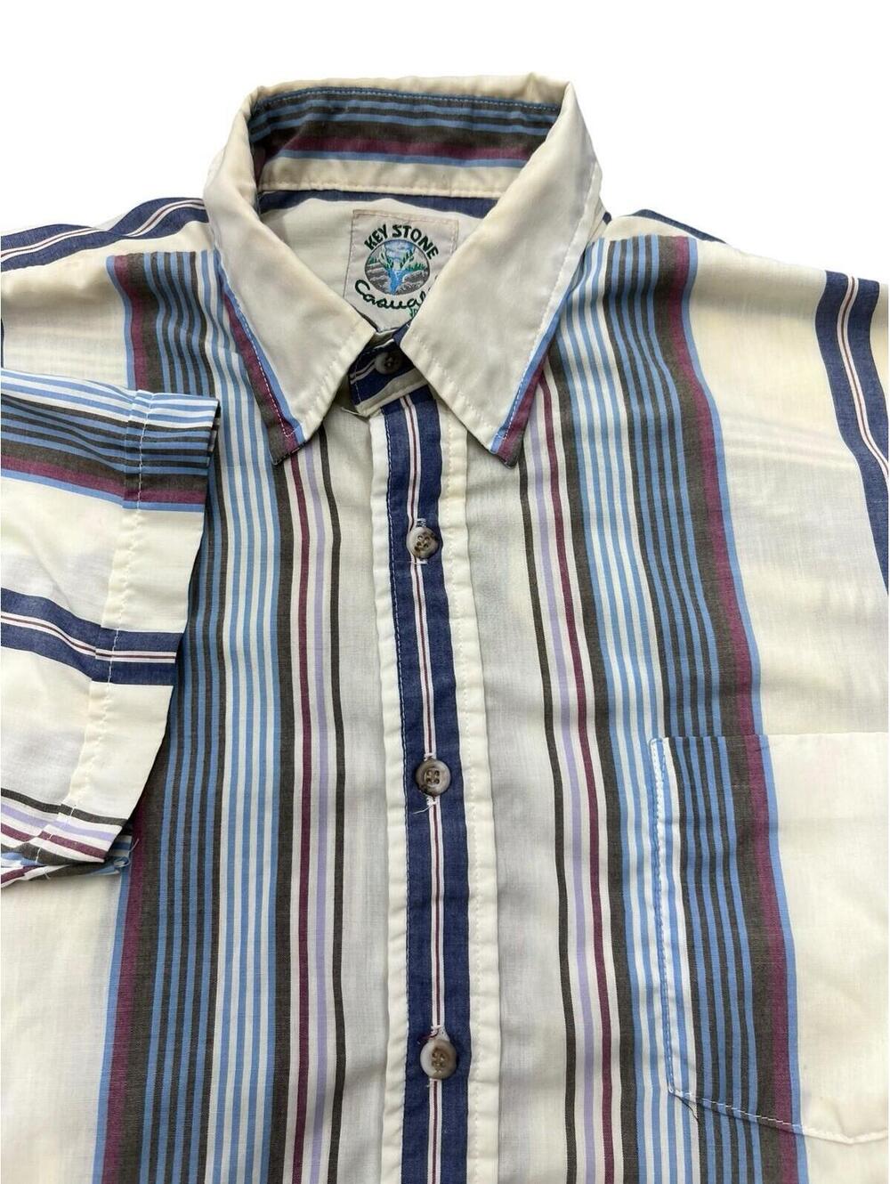 Vintage 90s Key Stone Casuals Button Up Green Purple Coastal Grandpa